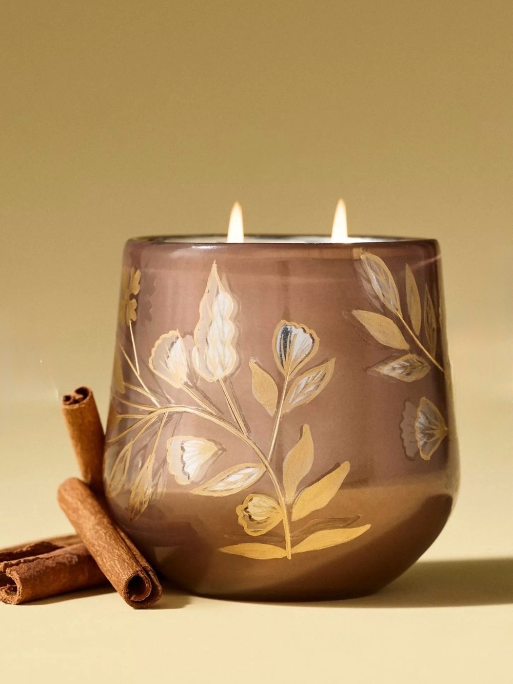 Anthropologie Fallen Leaves Pumpkin Sweet Vanilla Glass Candle 50 Hour Burn Time